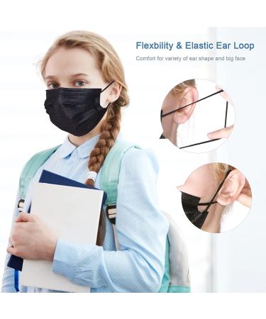 100 Pack Disposable Black Face Masks - Comfortable Ear Loops & Breathable Design - Buy Online on GoSupps.com