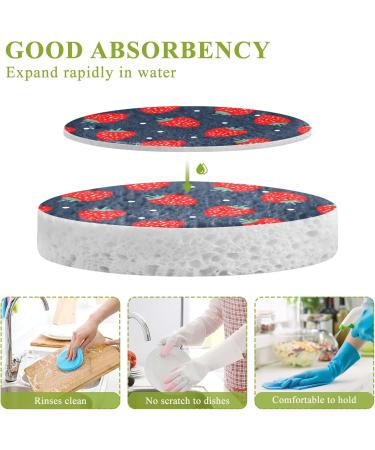 3-Pack Cleaning Kitchen Sponges Oval Red Cute Strawberry Kitchen Cellulose Dishwashing Wood Pulp Cotton one sizex3 Red Cute Strawberry - Buy Online on GoSupps.com