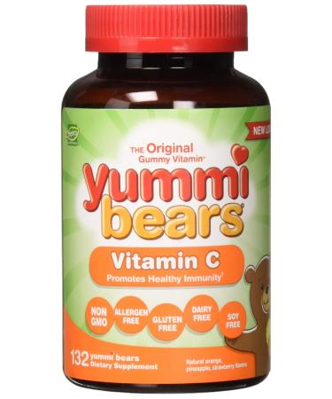 Hero Nutritional Products Yummi Bears Vitamin C Natural Orange Pineapple Strawberry Flavors 132 Yummi Bears