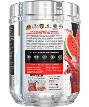 Six Star Electrolyte Powder | Ultimate Hydration & Recovery Drink | Watermelon Flavor (50 Servings) - Buy Online on GoSupps.com