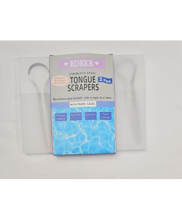 Buy Stainless Steel Tongue Scraper 2-Pack | Tongue Brush for Adults | Optimal Oral Health & Hygiene | Travel Cases Included - Buy Online on GoSupps.com