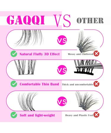 GAQQI Lash Clusters - 80 Wispy Cat Eye Eyelash Extensions 10-14mm Multilayered 3D Fluffy Lashes Soft Thin Band for Natural Look - Buy Online on GoSupps.com