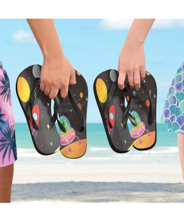 Shop Mnsruu Alien Spaceship Universe Flip Flops - Stylish Sandals & Home Slippers for Men & Women | X-Small Multicolored Perfect for Travel Spa & Bedroom - Buy Online on GoSupps.com