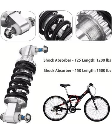 VLUOO Bike Shock Absorbers - Durable Rear Suspension Spring for Mountain Bikes - 150mm - Buy Online on GoSupps.com