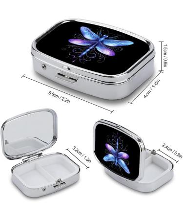 Buy Blue Dragonfly Square Pill Box | 2 Compartment Portable Organizer for Vitamins & Medication - International Shipping Available - Buy Online on GoSupps.com