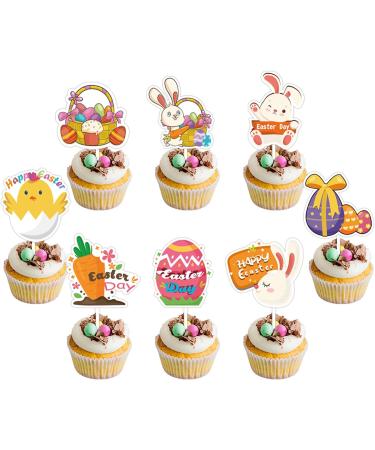 12Piece Easter Party Cake Decorations Easter Cupcake Toppers Festive Rabbit Gnomes Embellishments Dessert Decorations Decoration Set - Buy Online on GoSupps.com