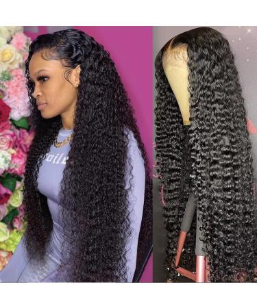 30inch Lace Front Wigs Human Hair 13x6 Curly HD Lace Frontal Wig Long Curly Human Hair Lace Front Wigs for Black Women Wet and Wavy Human Hair Wig 10A Unprocessed Brazilian Virgin Natural Hairline Wig 30 Inch 13X6 Curly Wig