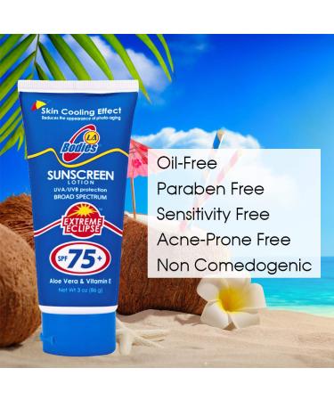 Moisturizing Sunscreen Lotion SPF 75 with Aloe Vera - Acne-Prone Skin | UVA UVB Protection | 3oz - Buy Online on GoSupps.com