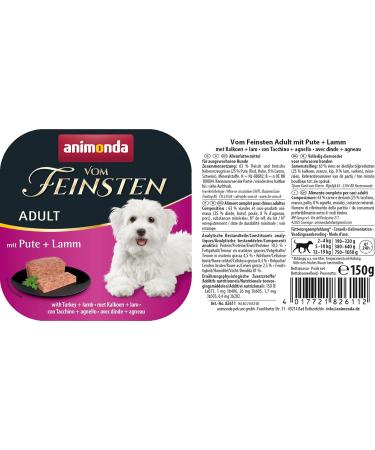 Animonda Finest Adult Dog Food - Turkey & Lamb Wet Food 22 x 150g Pack | Premium International Shipping - Buy Online on GoSupps.com