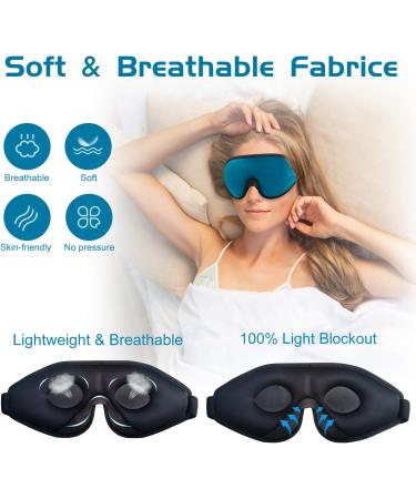 Uione Sleep Eye Mask Men Women Weighted Eye Mask 3D Contoured Eye Cover Block Out Lights Blindfold 100percentage Blackout Soft Comfort Night Sleep Mask Cover Travel Yoga Nap Shift Work Gifts Blue - Buy Online on GoSupps.com