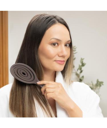 Ninabella Bio Hairbrush - Detangler for Women Men & Kids | Perfect for Curls & Long Hair | Professional Spiral Spring Brush in Chocolate Brown - Buy Online on GoSupps.com