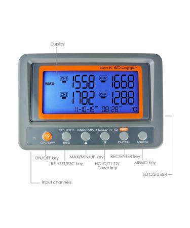 4-Channel K Type Thermometer SD Card Data Logger | Thermocouple Temperature + 2 Bead Type K Probes | A0188598 - International Shipping Available - Buy Online on GoSupps.com