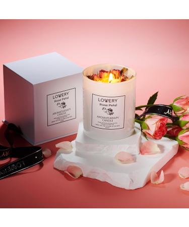 Rose Scented Candle with Dried Flowers - 9oz Soy Wax 55h Burn Perfect Aromatherapy Gift for Women Birthday & Self Care Ideas for Moms - Buy Online on GoSupps.com