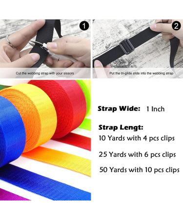 MOZETO 1 Inch Nylon Webbing Strap with Tri-Glide Clips - 50 Yards Heavy Duty Gray Nylon Strapping for Gear and DIY Crafts - Buy Online on GoSupps.com