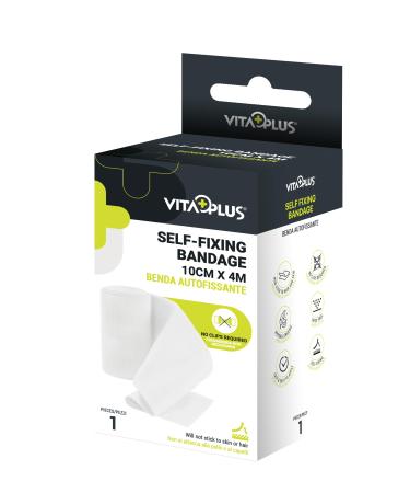 VITAPLUS PBT Self Fixing Bandages - Elastic Cohesive Bandages Self-Fixing and Easy Application - Hypoallergic and Latex Free (10cm x 4m)