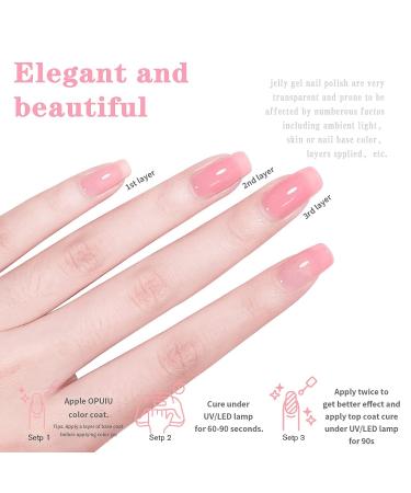 OPUIU 24 PCS Jelly Nude Pink Gel Nail Polish Kit - Natural Neutral Korean Glitter Set with Base, Top, and Matte Coat for Salon Quality Nails - Fall Winter Collection - Buy Online on GoSupps.com