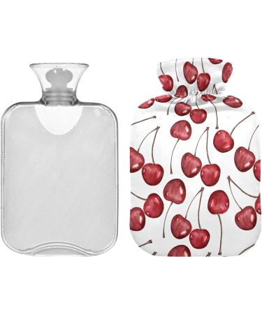 Naanle 2L Transparent Hot Water Bottle with Cover - Large Cherry Berries Design for Bed Hand and Feet Warmer | Pain Relief & Heat Therapy - Buy Online on GoSupps.com