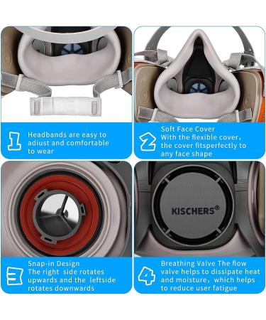 KISCHERS Reusable Half Facepiece and Anti-Fog Safety Goggle Set Against Dust/Organic Vapors/Smells/Fumes/Sawdust/Asbestos Suitable for Painting Staining Car Spraying Sanding &Cutting - Buy Online on GoSupps.com