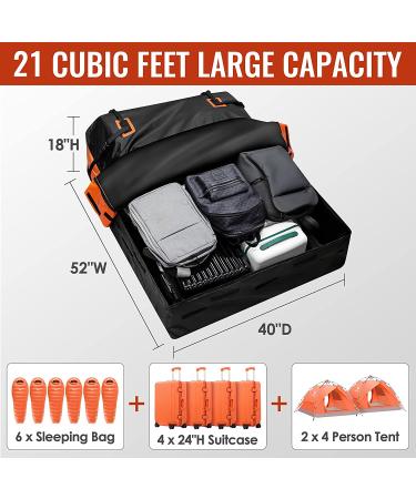 21 Cubic Feet Waterproof Car Rooftop Cargo Carrier Bag | Heavy Duty 840D Roof Bag for All Vehicles | Anti-Slip Mat, Door Hooks, Storage Bag & 2 Extra Straps Included | Black - Buy Online on GoSupps.com
