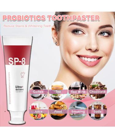 SP-8 Ultra Whitening Toothpaste - Probiotic Brightening & Deep Cleaning Care (3 Packs + 3 Brushes) - Shop Internationally - Buy Online on GoSupps.com