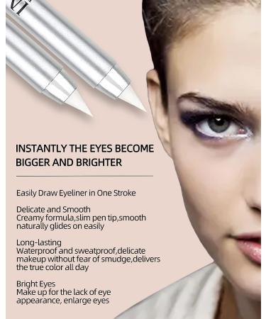 White Waterproof Gel Eyeliner Pen with Sharpener - Long Lasting Matte Formula for Highlighted Eyes | Eyeliner Pencil for Tattoo Effect and Smooth Application - Buy Online on GoSupps.com