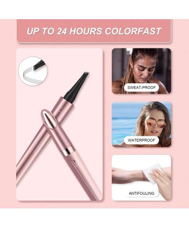 Magic Eyebrow Pencil with 4 Fork Tip Waterproof Microblading Brow Pencil Eye Brow Pen For Girls Women Creates Natural Makeup Keep it All Day 3d Brow Pencil for Defined Brows Effortlessly (Black) - Buy Online on GoSupps.com