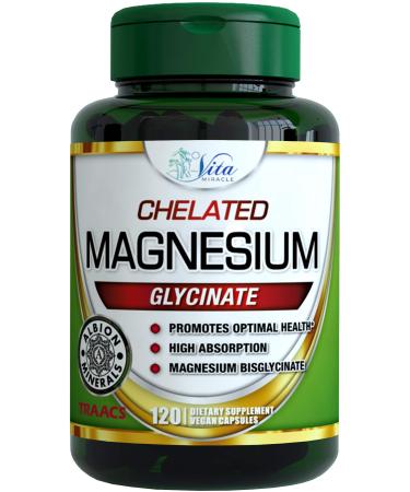 Magnesium Glycinate 200mg Supplement Magnesium Bisglycinate for Women Men Adults to Support Sleep  Heart Health  Muscles  and Nerves Pure Magnesium High Absorption 120 Count (Pack of 1)