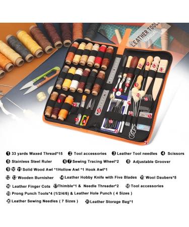 Leather Working Tools Kit | BUTUZE Leather Craft Set for Beginners | Includes Thread, Awl, Punch Hole, Groover | Perfect Gift for Adults - Buy Online on GoSupps.com