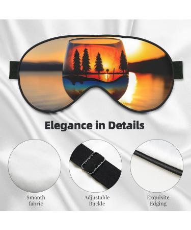 Sunset Wine Glass Print Eye Mask - Soft Sleeping Eye Cover for Travel & Naps | Perfect Gift for Men & Women - Buy Online on GoSupps.com
