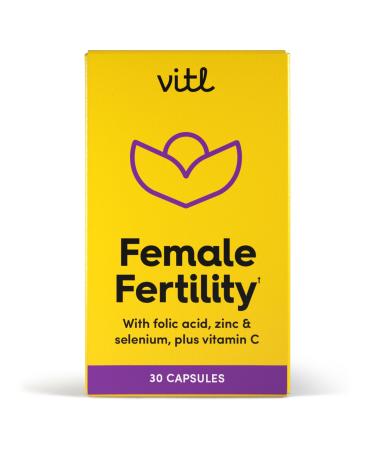 Vitl Female Fertility Supplement - 30 Vegan Capsules - Includes Folic Acid Vitamin B12 & Zinc - Formulated with 17 Essential Nutrients & Vitamins - Conception Support for Women - 1 Month Supply
