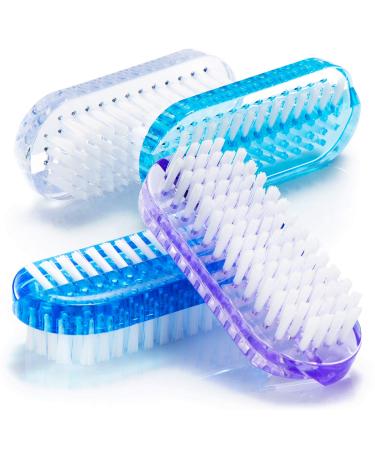 com-four 4X hand washing brush in bright colors - nail brush for hand and nail cleaning (04 pieces - colorful)