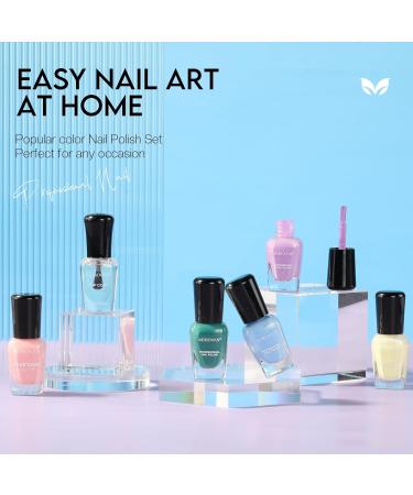 Morovan Macaron Nail Polish Set - Air Dry Fingernail Kit with Base & Top Coat | Glossy Regular & Toenail Polish | Perfect Gift for Women - Summer Colors - Buy Online on GoSupps.com