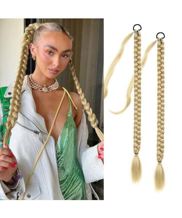 Fulang hair 2pcs braid ponytail extension braid with hair tie hair part for brilliant long ponytail art hair for women braided hair part (ashblond) - Buy Online on GoSupps.com
