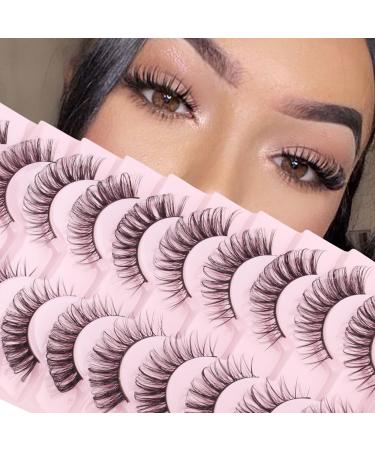 Parriparri Eyelashes Russian Strip Lashes Cat Eye False Eyelashes Natural Wispy Fluffy 10 Pairs D Curly Hybrid Strip Lightweight 3D Effect Fake Lashes Russian-14