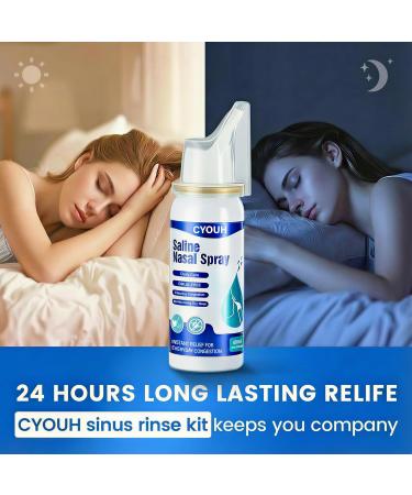 CYOUH Neti Pot Sinus Rinse Bottle 300 ML with 60ml Nasal Spray and 30 Nasal Wash Salt Packets and Sticker Thermometer Nose Wash Cleaner Pressure Rinse Nasal Irrigation for Adult & Kid BPA Free - Buy Online on GoSupps.com