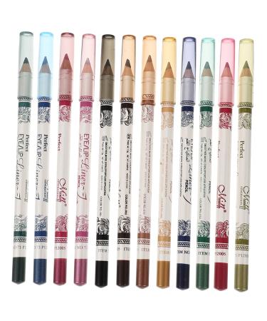 minkissy Eye Pencil 12 Lip Eyeliner Pencil Shimmering Eyeliner Glitter Outfit Glitter Makeup Flash Pack Cosmetic Pencils Makeup Set Flash Makeup Set medium as shown