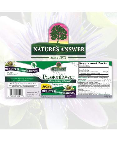 Nature's Answer Passion Flower Capsules - Natural Calming Botanical Supplement | Non-GMO, Alcohol-Free, Gluten-Free | 60 Vegetarian & Vegan Capsules - Buy Online on GoSupps.com