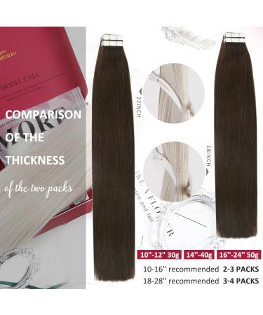 Dark Brown Tape in Human Hair Extensions - 14 Inch, 20 Pieces/40g, #4 - Buy Online on GoSupps.com