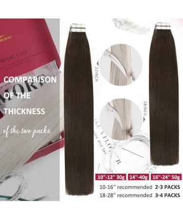 Moresoo Invisible Tape-in Extensions | Real Hair Dark Brown 35cm | 20 Pieces 40g #4 Seamless Hair Extensions - Buy Online on GoSupps.com