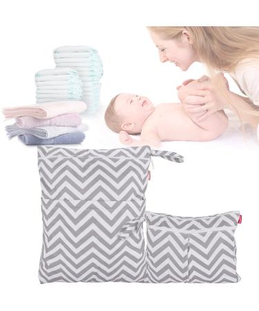 Damero 2pcs Travel Wet/Dry Bag Organizer with Two Zippered Pockets - Reusable for Cloth Diapers, Pumping Parts, Swimsuits, & Gym - Gray Chevron - Buy Online on GoSupps.com