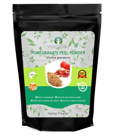 AYURVEDASHREE Pomegranate Peel Powder 200 Gm | Antioxidant for Skin | Promotes Youthful Skin | Natural Punica Granatum | Gluten Free & Non GMO | Skin Care