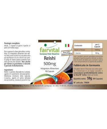 Fairvital | Reishi 500mg powder Ling Zhi 90 capsules - Buy Online on GoSupps.com