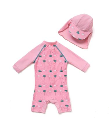 Bonverano Baby Girls UPF 50+ Sunsuit with Sun Cap - Pink Coconut, 6-9 Months - Buy Online on GoSupps.com