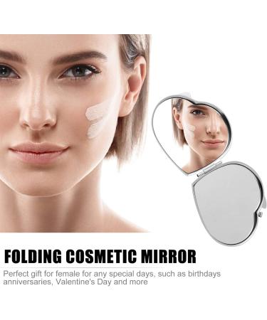 FRCOLOR Foldable Mini Heart Shaped Makeup Mirror Portable Metal Romantic Dual Sided Vanity Mirror Compact Travel Mirror Makeup Tools for Women Girls Silver - Buy Online on GoSupps.com