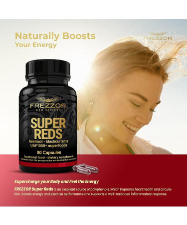 FREZZOR Super Reds Capsules - All-Natural New Zealand Red Superfood with UAF1000+ Antioxidants & Energy-Boosting Ingredients - 90 Capsules - Buy Online on GoSupps.com