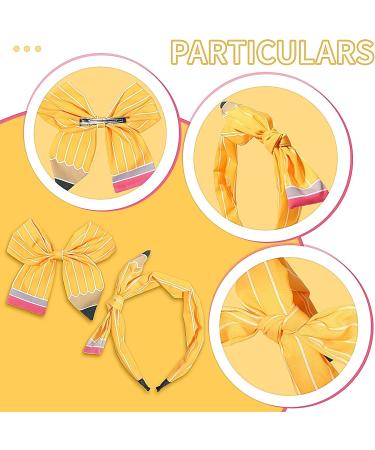 Back to School Headbands for Teachers Yellow Pencil Headbands & Pencil Bow Hair Clips Cute Hair Band School Hair Accessories for Girls Women Back to School Outfits Teacher Appreciation Gifts - Buy Online on GoSupps.com