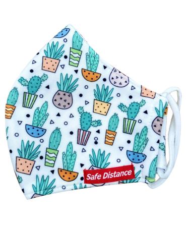 MISTYELLE Adult Washable 3-layer Cloth Face Mask Reusable and Soft Fabric Face Cover w/Breathable Lining (Plants Adult Regular)