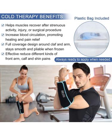 REVIX Calf and Shin Gel Ice Pack - Reusable Cold Therapy Compression Sleeve for Injuries, Swelling, Bruises, Sprains, Shin Splints - Leg Pain Relief Support - Buy Online on GoSupps.com