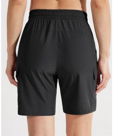 Libin Women's Hiking Cargo Shorts - Lightweight Quick Dry Active Shorts with Zipper Pockets - Black (Medium) - Buy Online on GoSupps.com