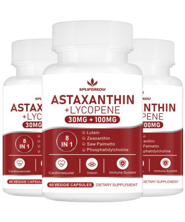 Spliferkou Astaxanthin and Lycopene 70mg Astaxanthin Supplement with Phosphatidylcholine Lutein and Zeaxanthin Powerful Antioxidants Supplement (180 Capsules)